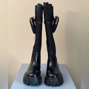 Prada Monolith Mini Bag Knee High Boot